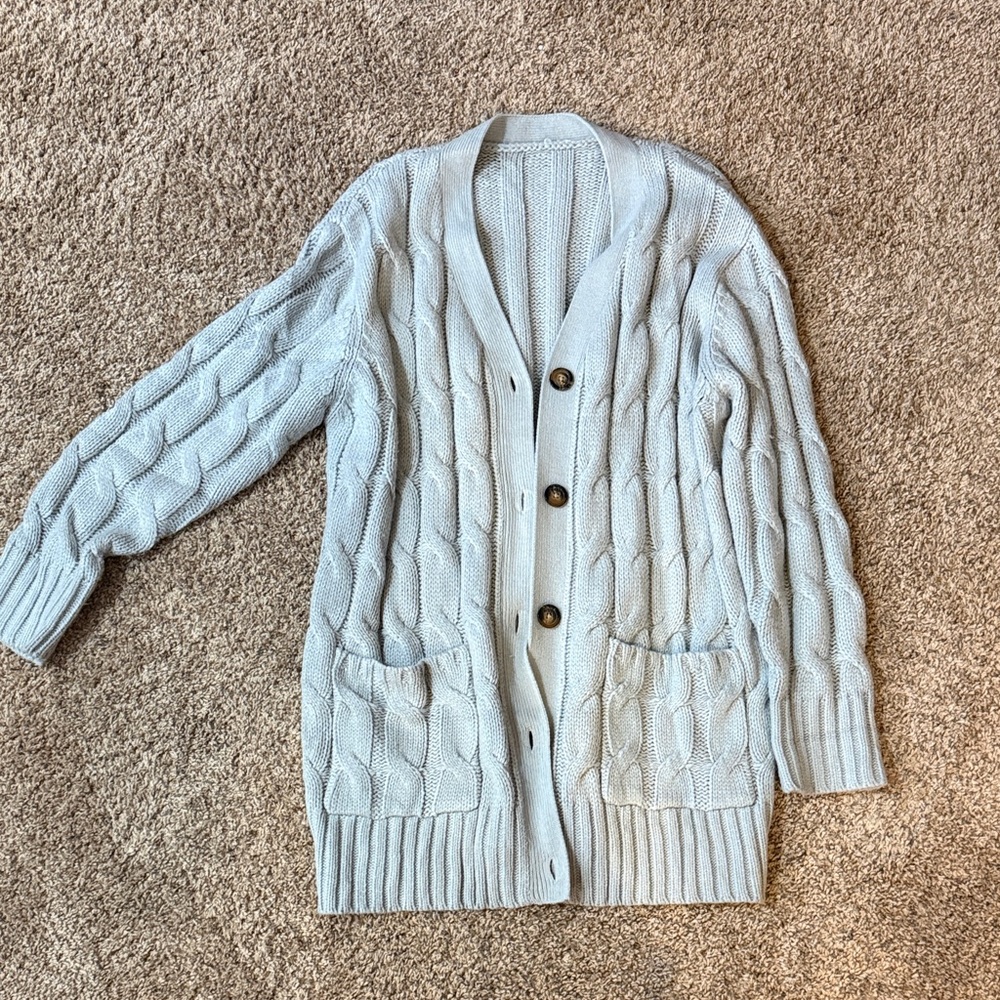 Cozy Cable Knit Cardigan Sweater - Cream